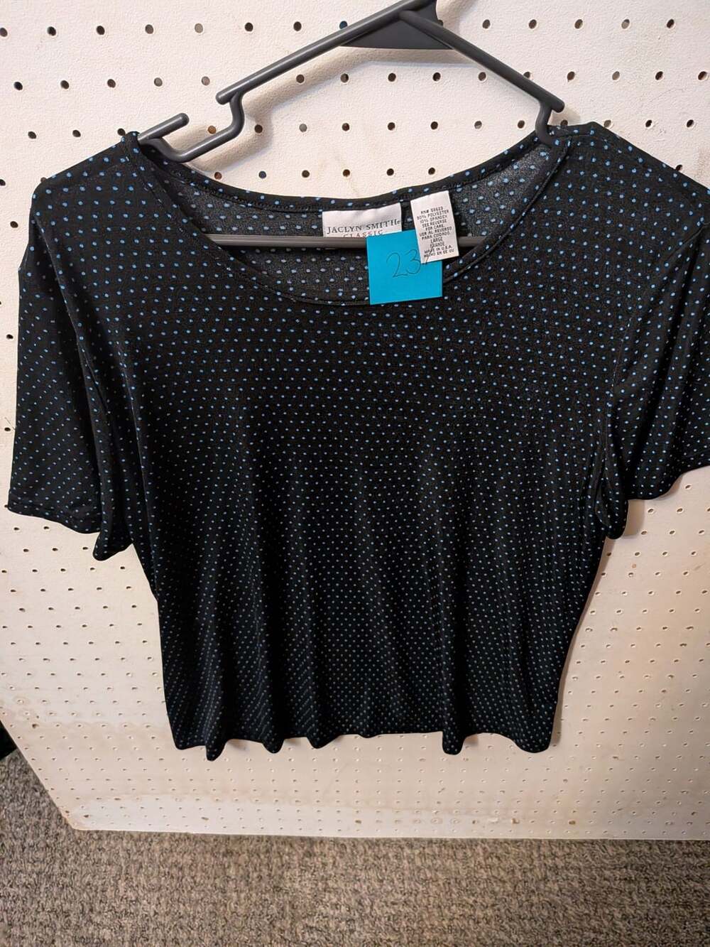 Anne Klein Petite Size Boat Neck Dotted Knit Jersey Tee